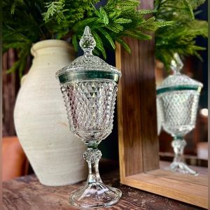 Indiana Glass Diamond Point 15.5" Candy Dish Vintage